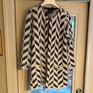 August Silk Black and White Chevron Cardigan